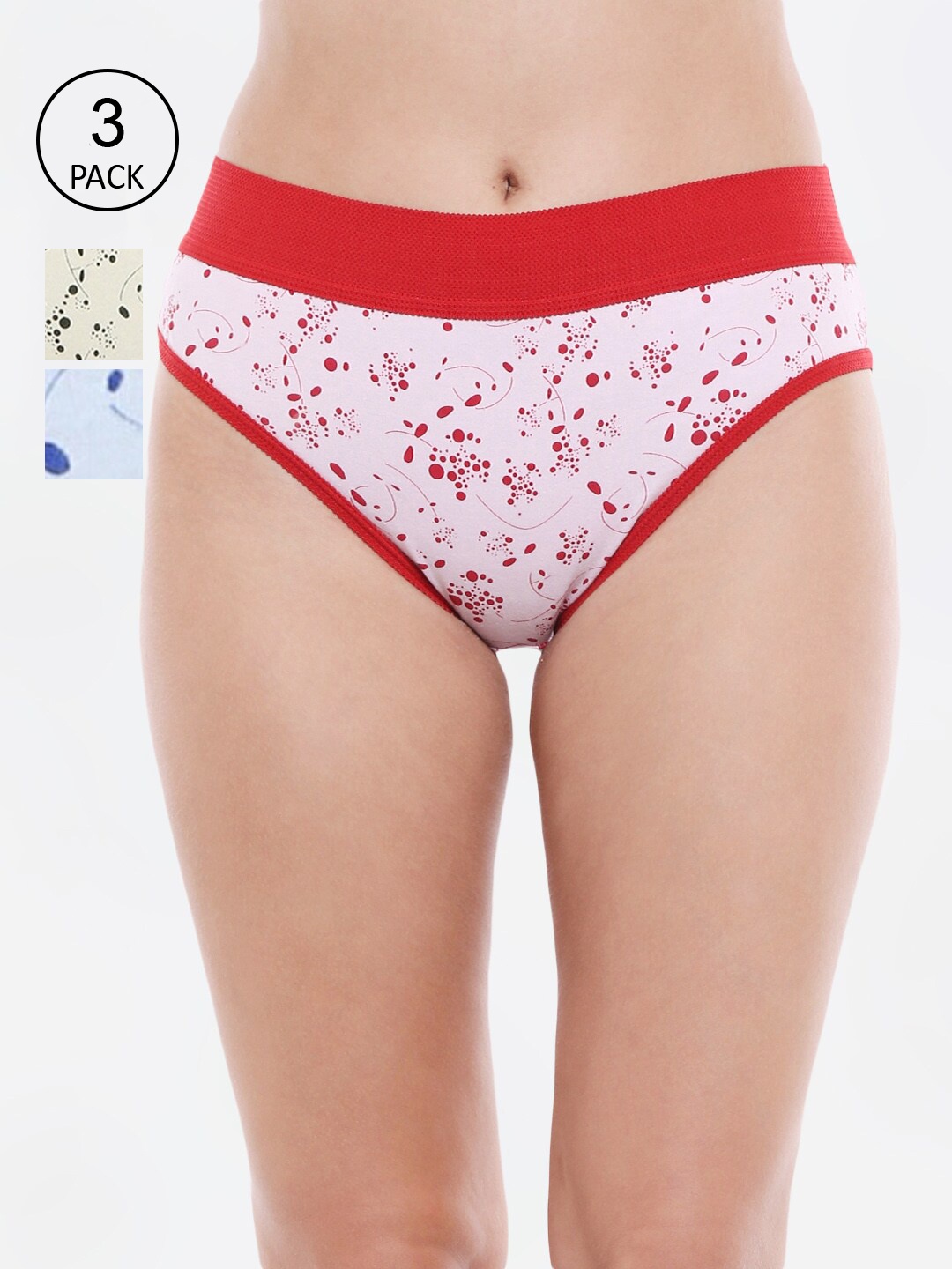 

Bodycare Women Pack Of 3 Assorted Pure Combed Cotton Hipster Briefs