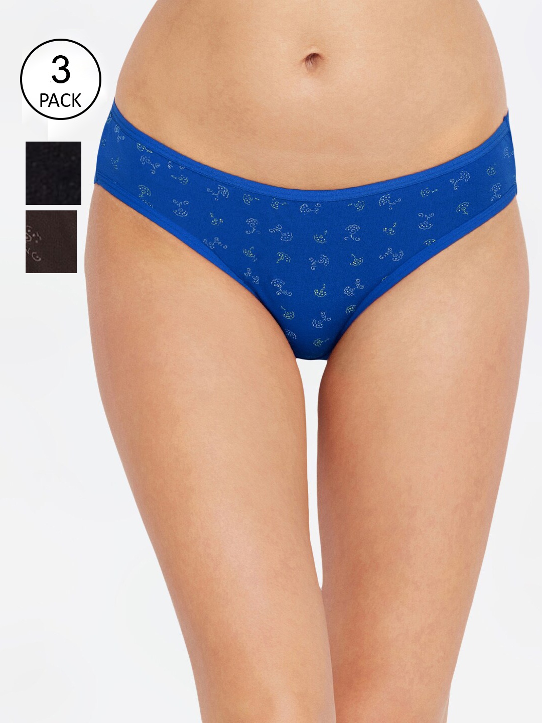 

Bodycare Women Pack Of 3 Assorted Pure Cotton Hipster Briefs