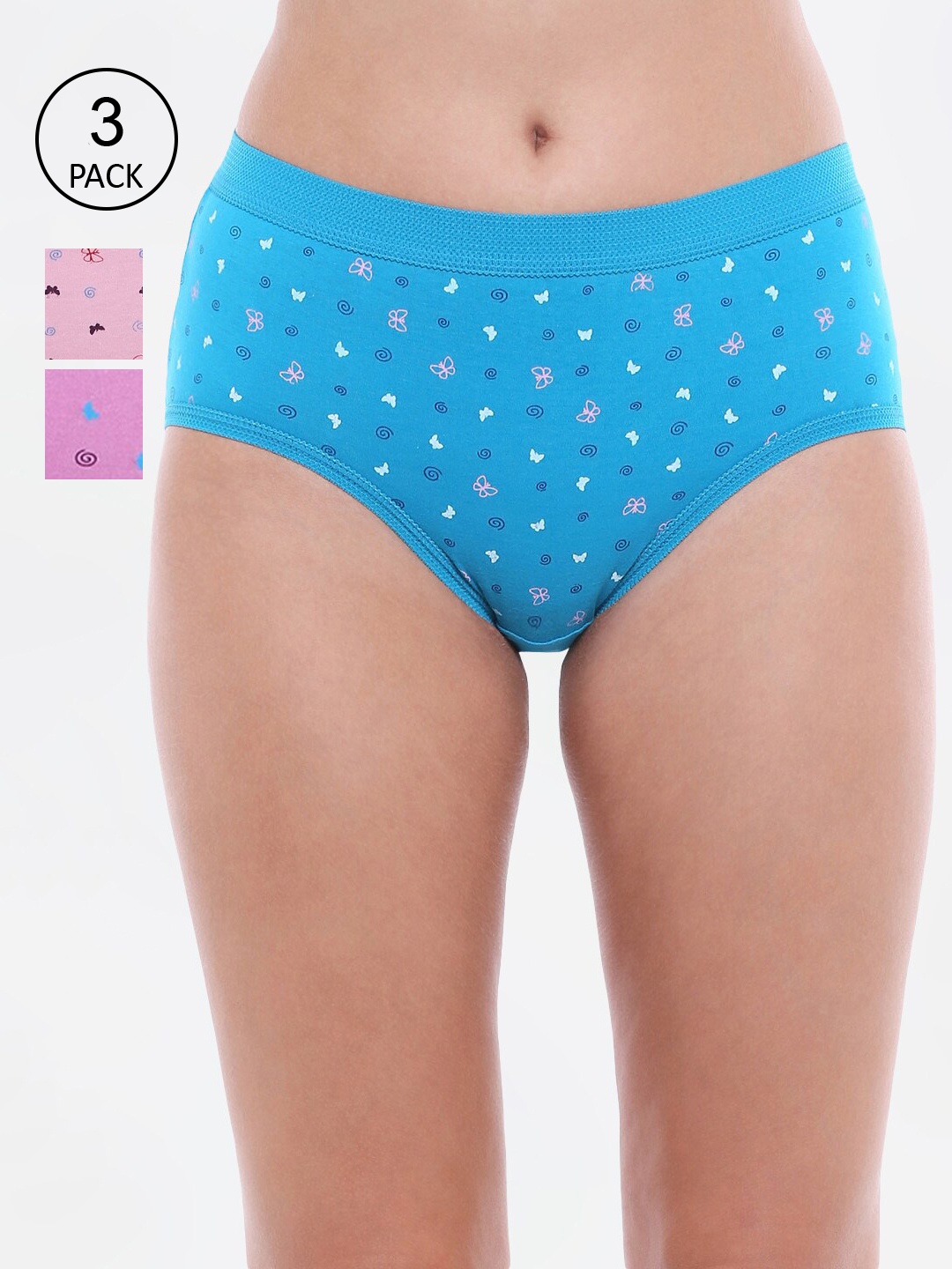 

Bodycare Women Pack of 3 Printed Hipster Briefs, Multi