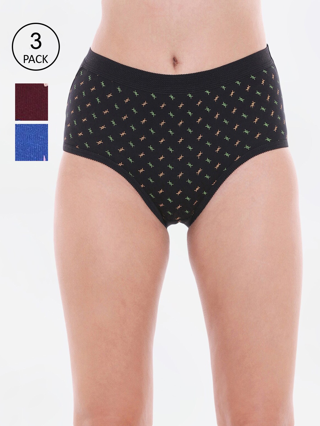 

Bodycare Women Pack Of 3 Hipster Briefs, Multi