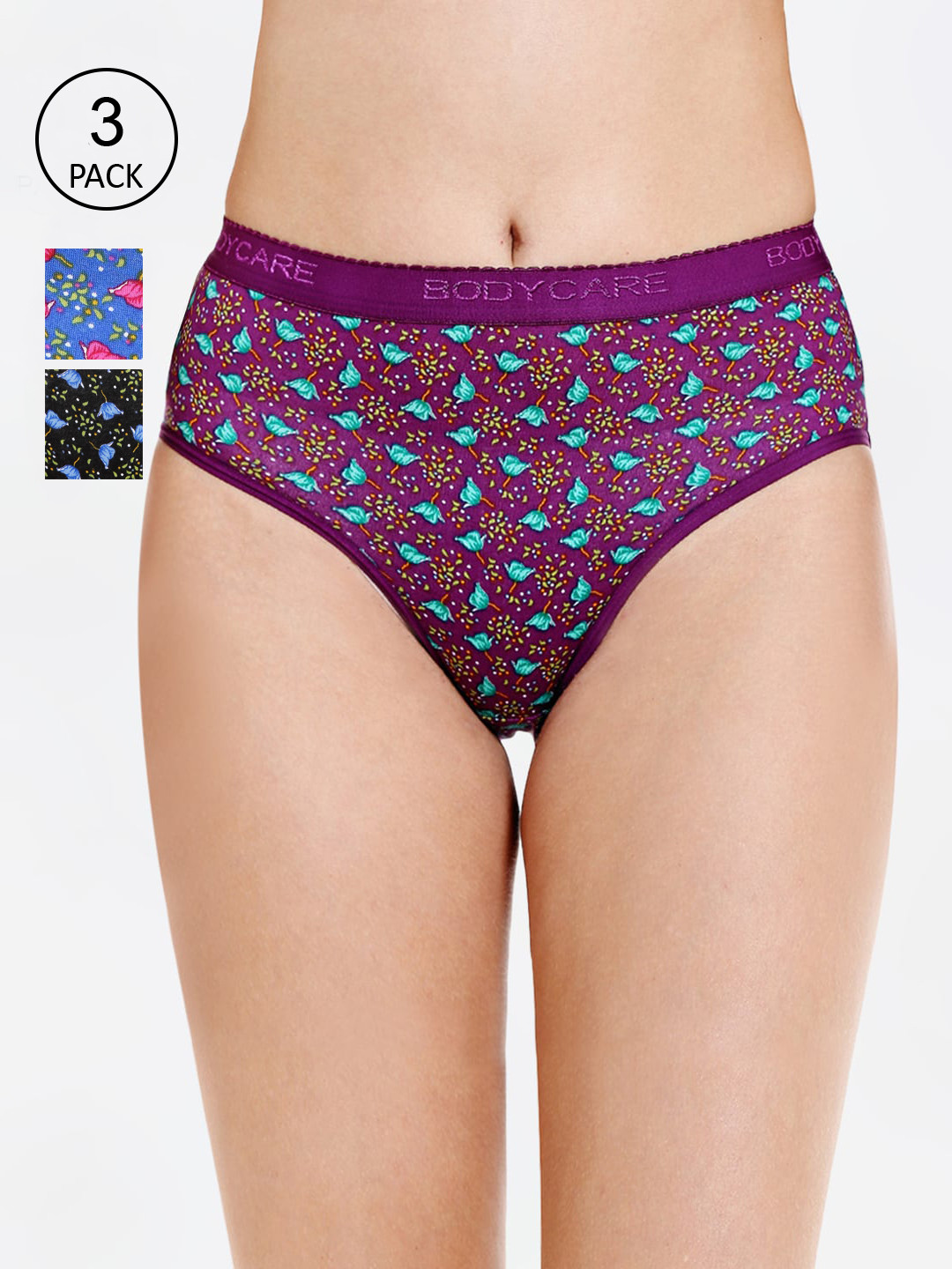 

Bodycare Women Pack Of 3 Printed Hipster Briefs, Blue