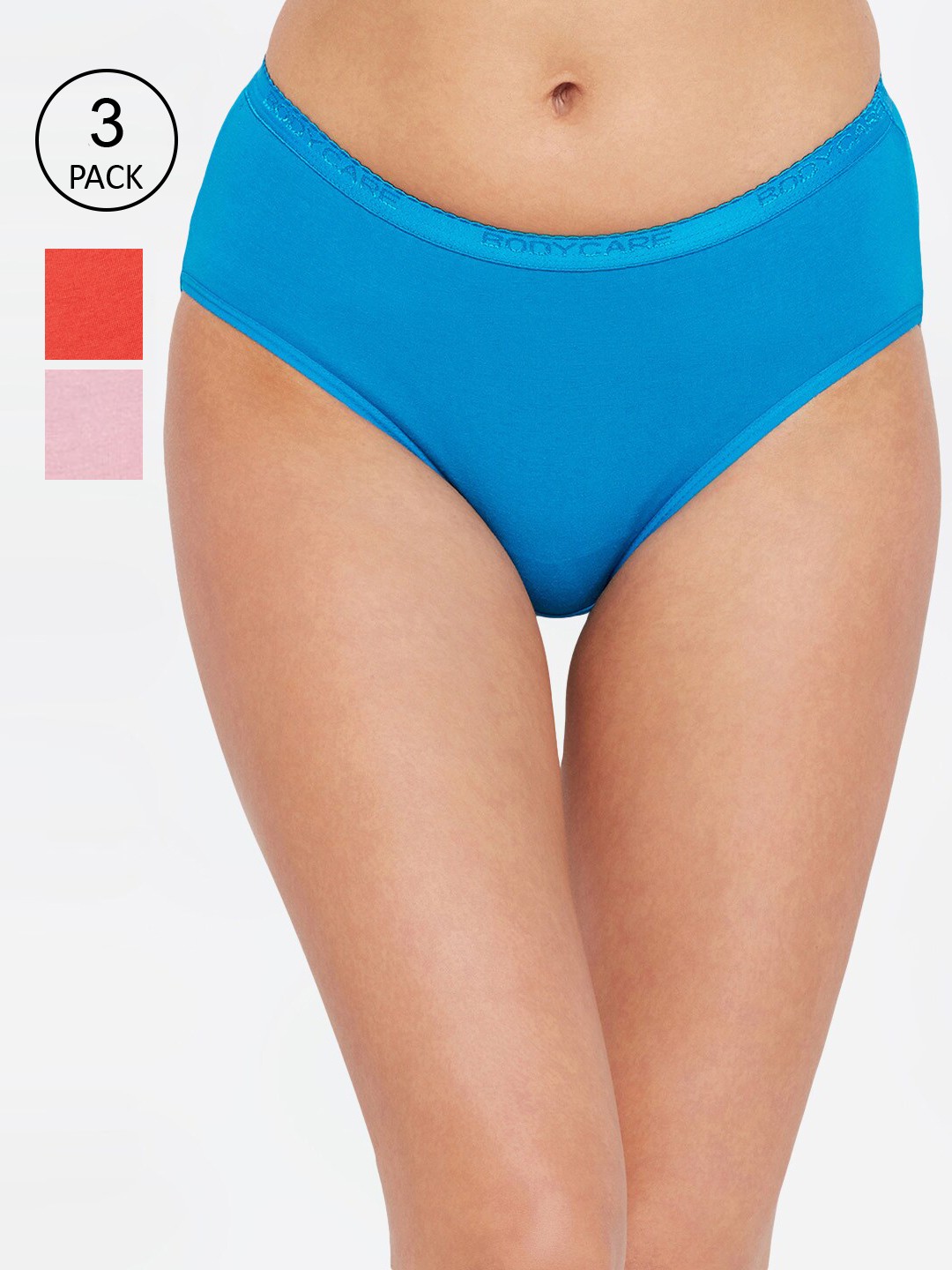 

Bodycare Women Pack Of 3 Solid Pure Cotton Hipster Briefs, Multi