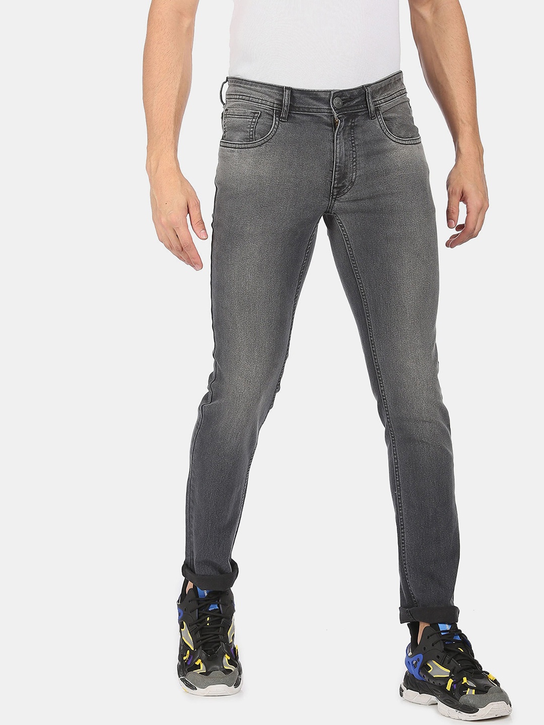 

Ruggers Men Grey Skinny Fit Low-Rise Light Fade Jeans