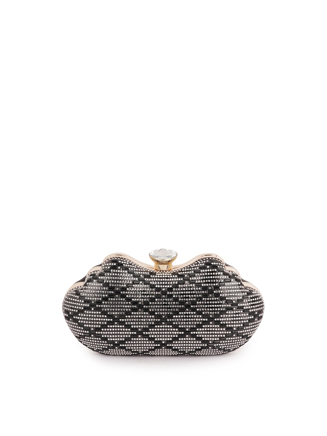 

Style SHOES Black & Gold-Toned Embellished Box Clutch