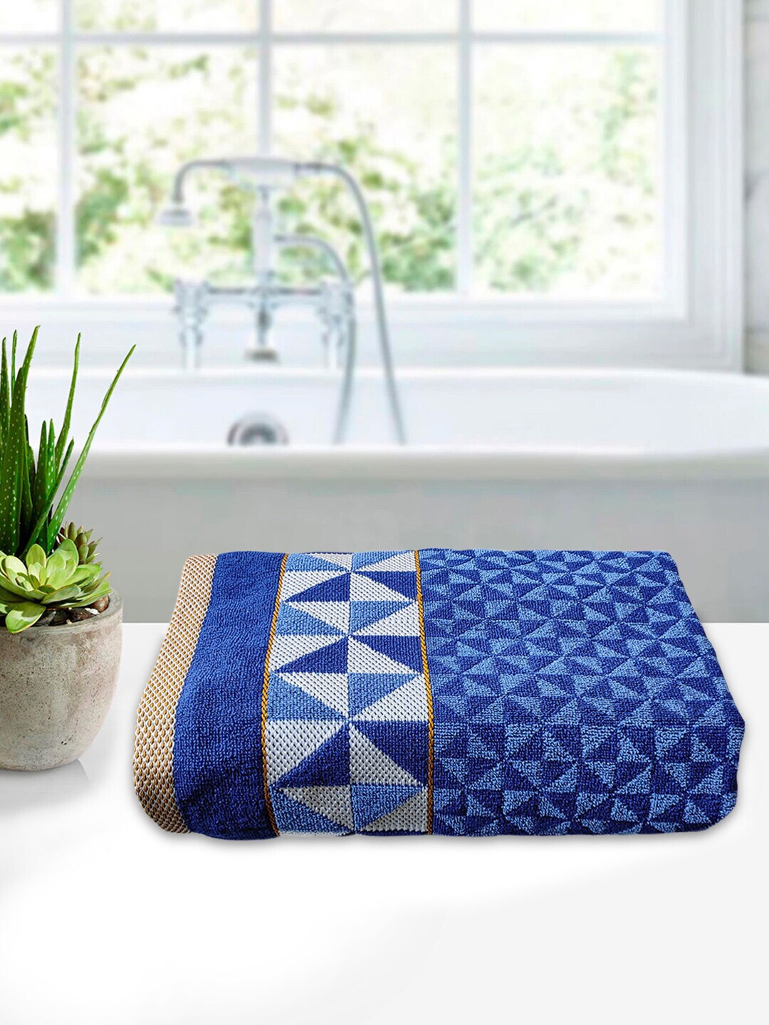 

Kuber Industries Unisex Blue Printed Pure Cotton GSM 400 Bath Towels