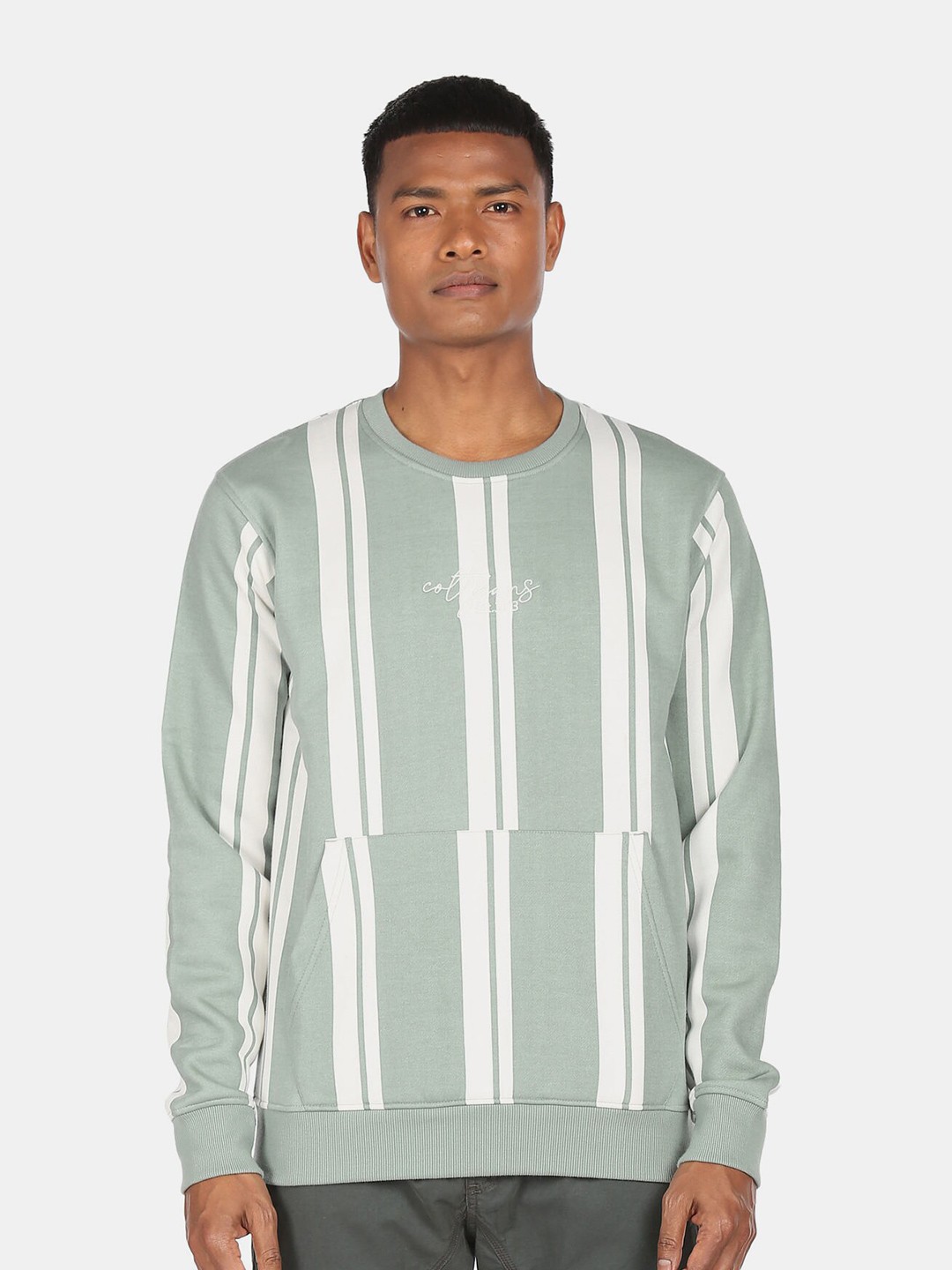 

Colt Men Green Striped Sweatshirt