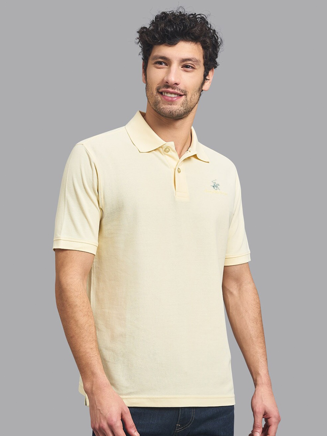 

Beverly Hills Polo Club Men Yellow Polo Collar Oversized T-shirt