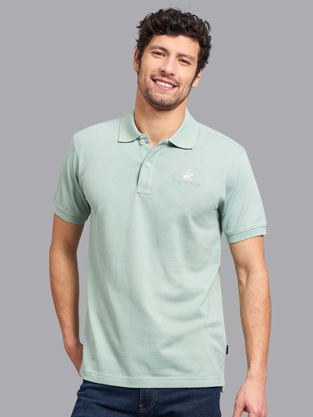 

Beverly Hills Polo Club Men Green Polo Collar T-shirt