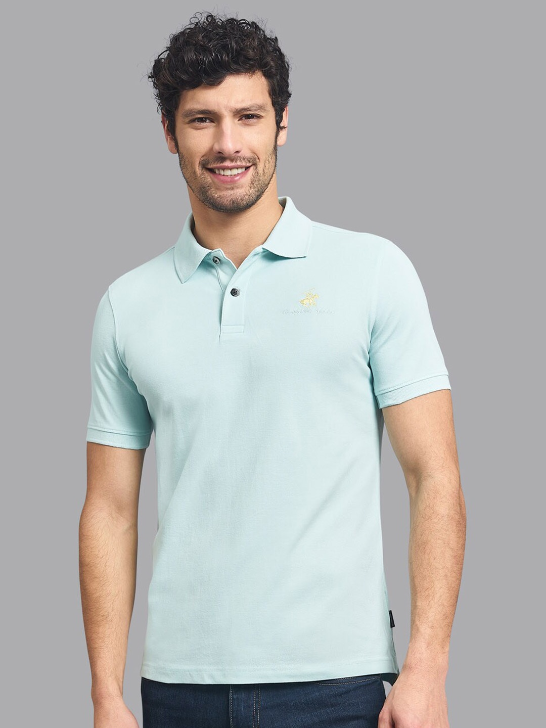 

Beverly Hills Polo Club Men Green Polo Collar Slim Fit T-shirt