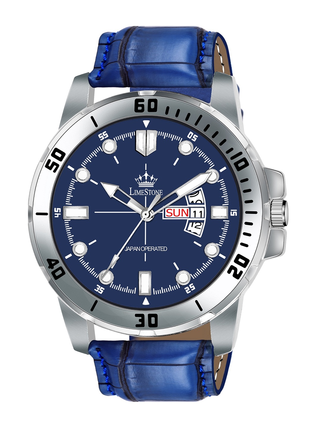 

LIMESTONE Men Brass Dial & Leather Straps Analogue Watch LS3086, Blue