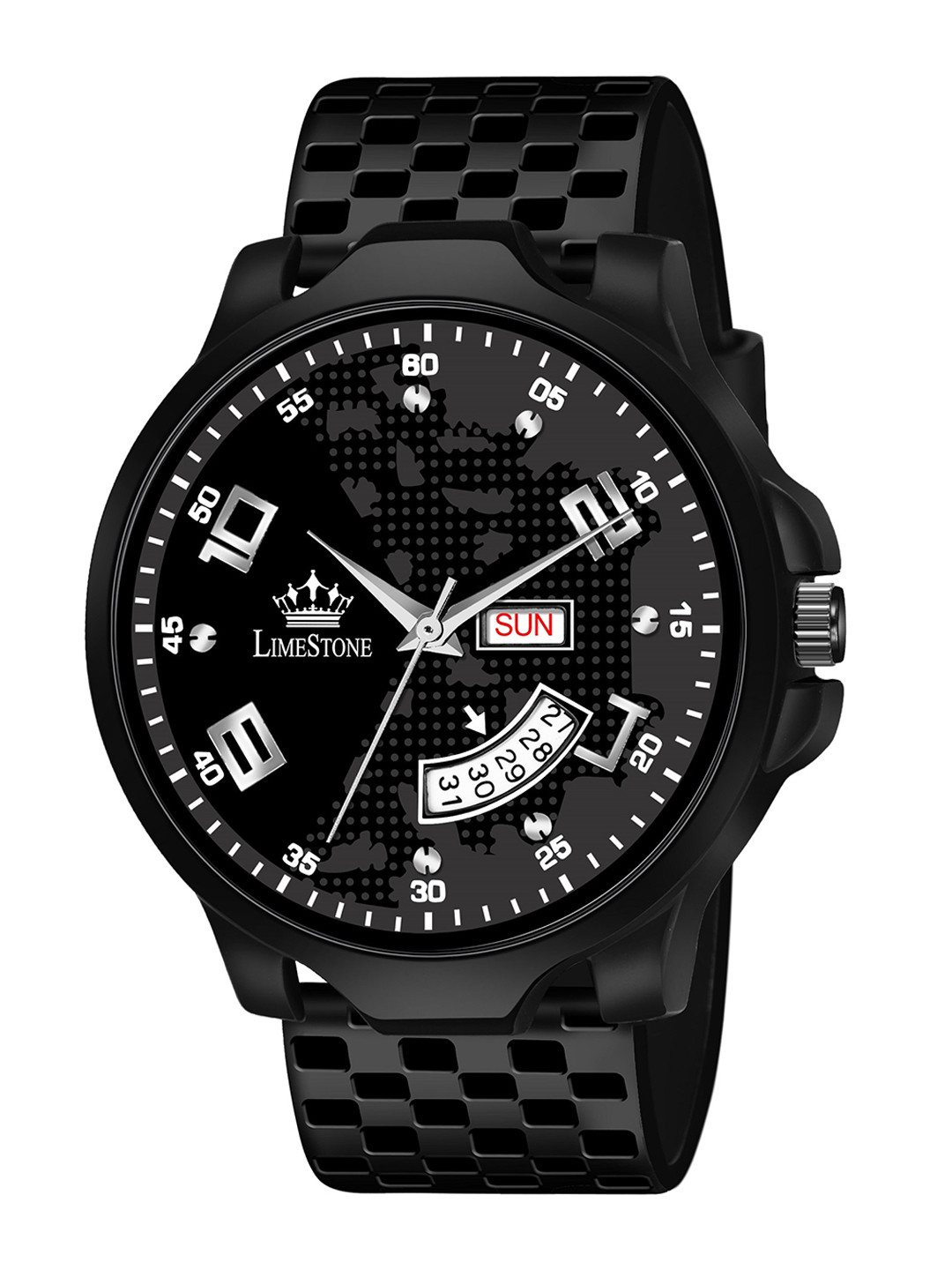 

LIMESTONE Men Brass Embellished Dial & Bracelet Style Straps Analogue Watch LS3081, Black