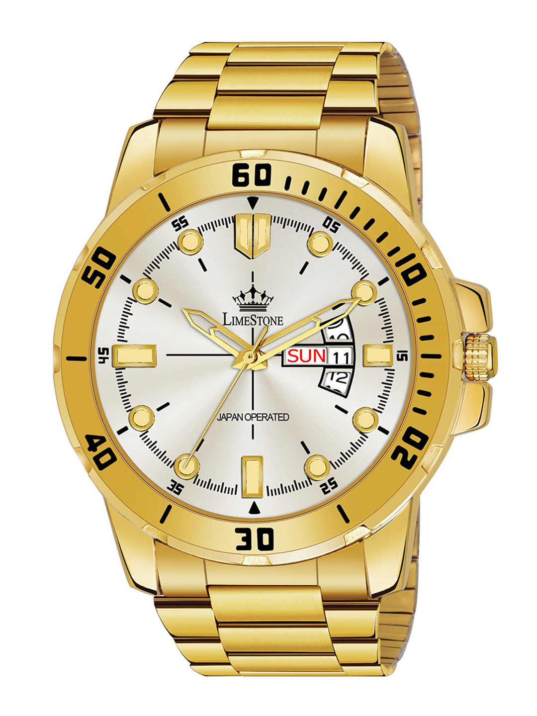 

LIMESTONE Men Brass Dial & Stainless Steel Bracelet Style Straps Analogue Watch LS3096, White