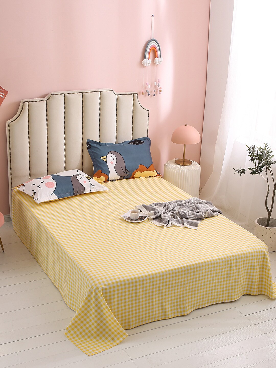 

JC Collection Yellow Checked Bedding Set