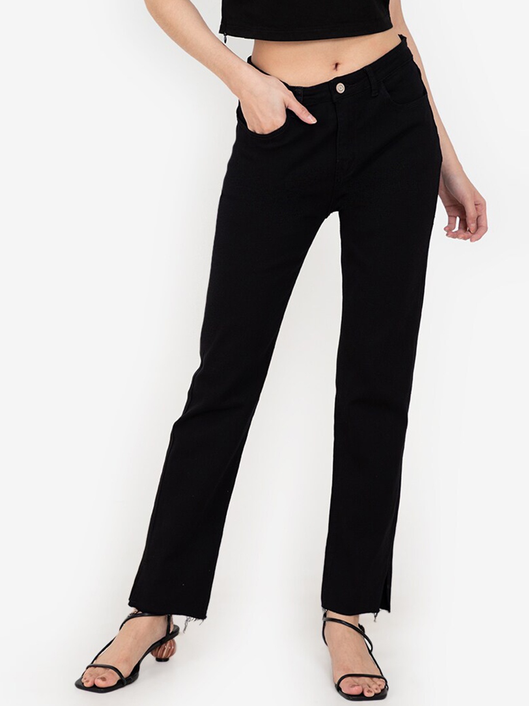 

ZALORA BASICS Women Black Slim Fit Low-Rise Jeans