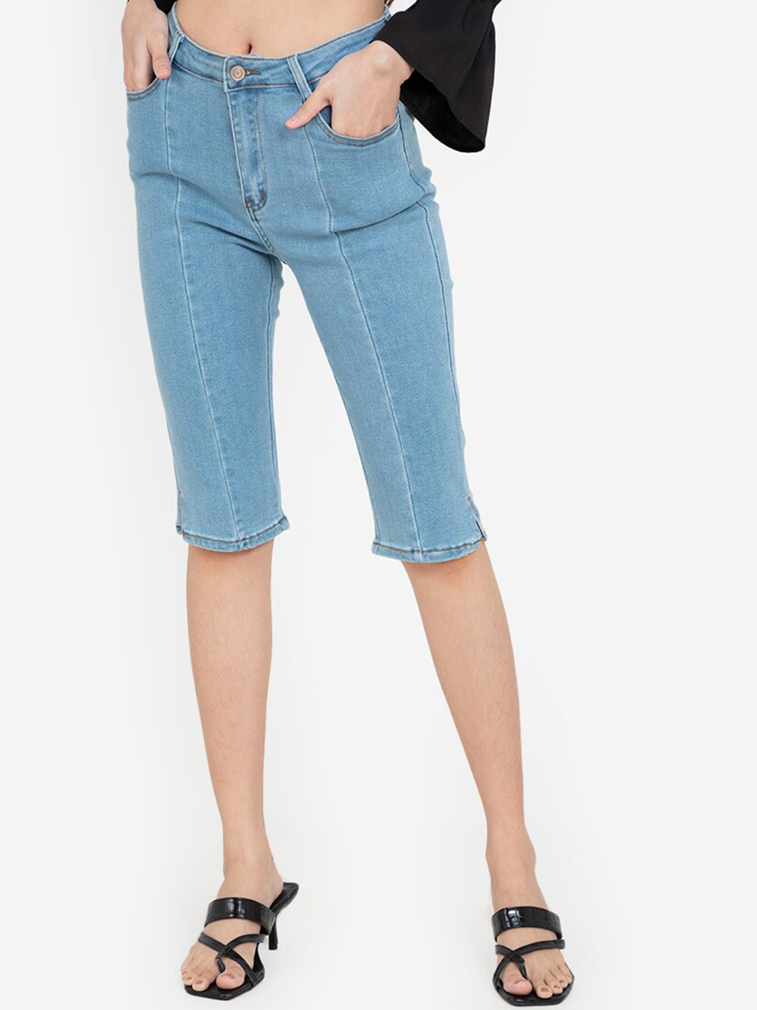 

ZALORA BASICS Women Blue Slim Fit Low-Rise Cotton Jeans