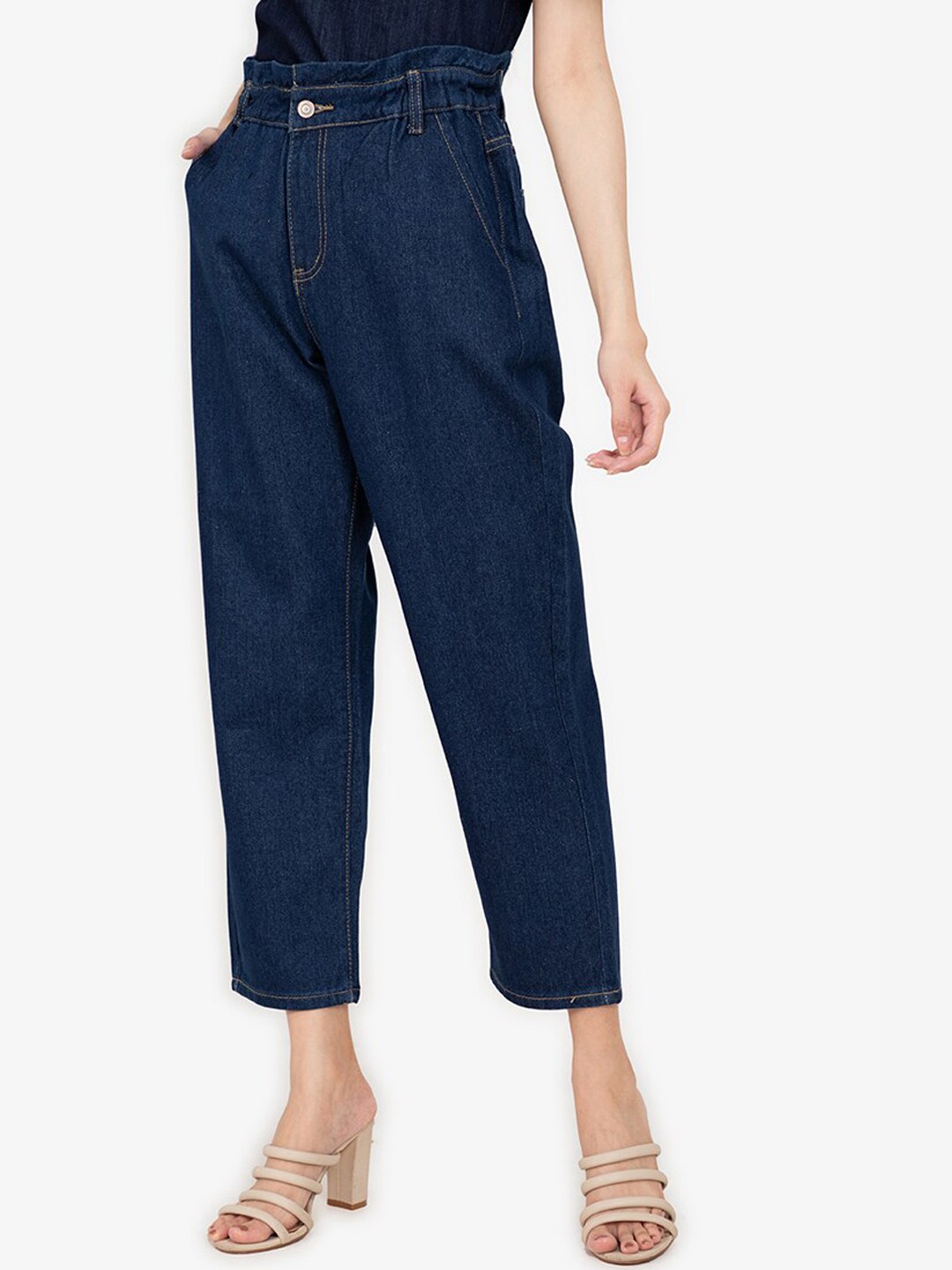 

ZALORA BASICS Women Blue Relaxed Fit High-Rise Jeans