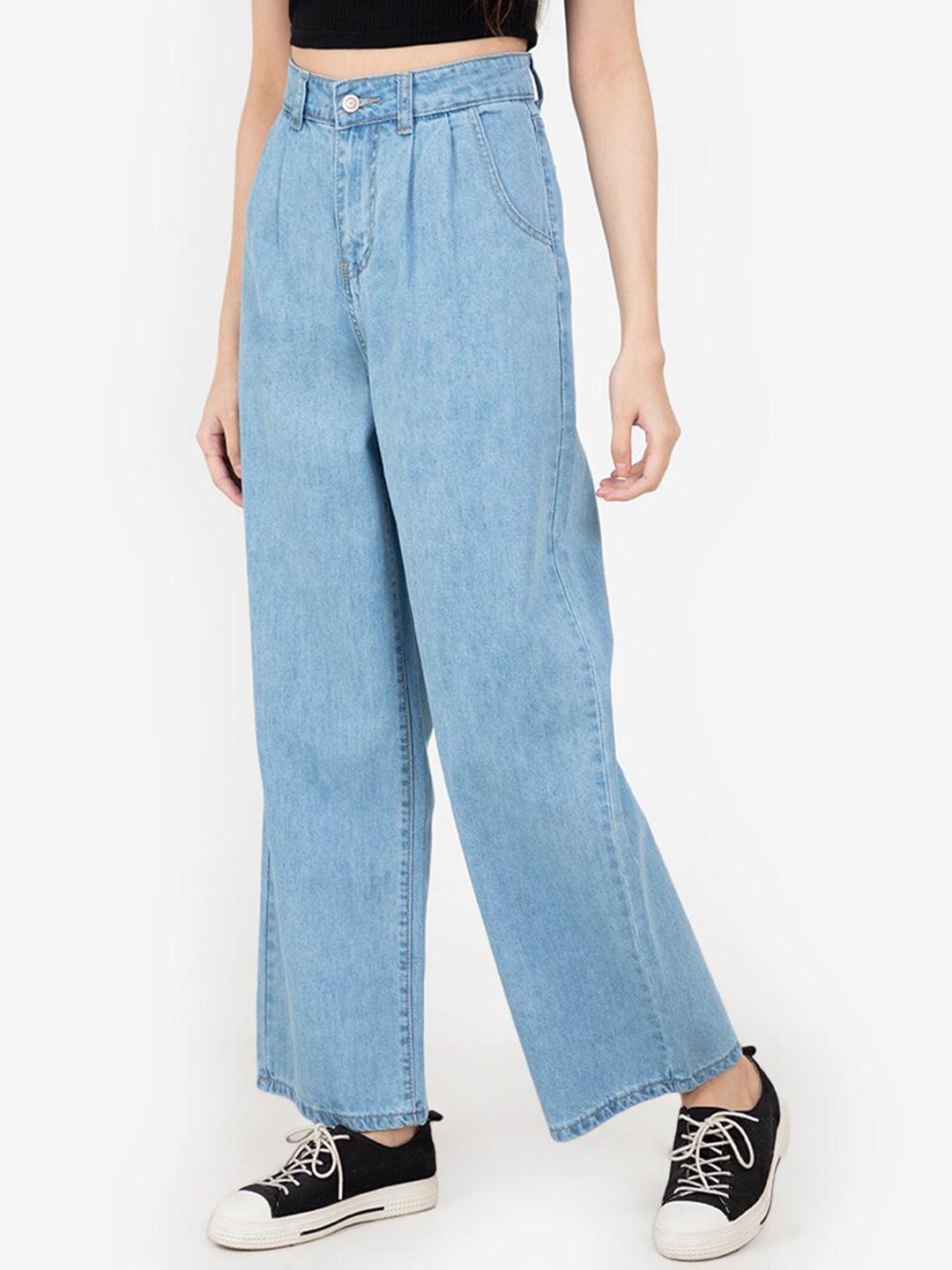 

ZALORA BASICS Women Blue Mom Fit High-Rise Jeans
