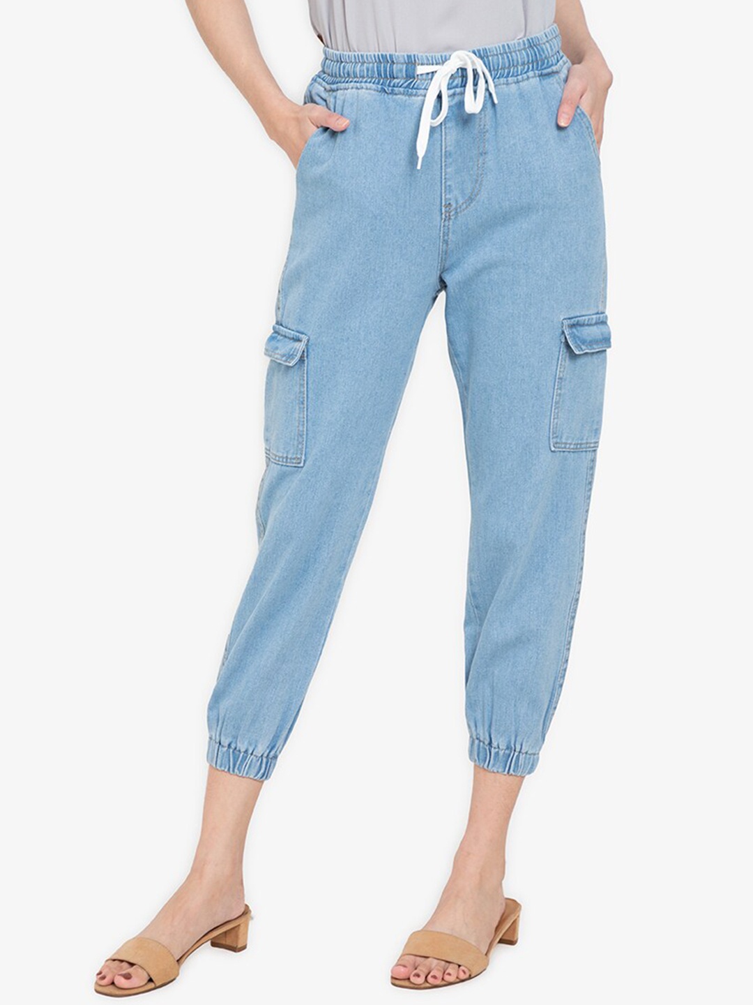 

ZALORA BASICS Women Blue Regular Fit Jogger Jeans