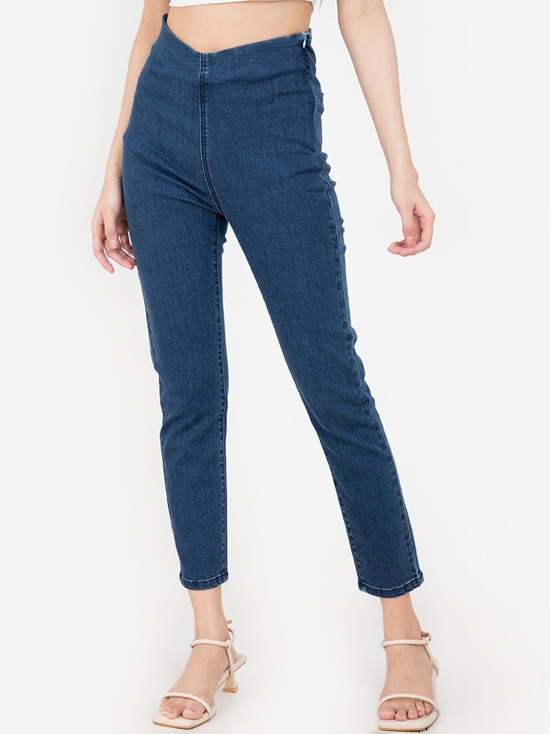 

ZALORA BASICS Women Blue Skinny Fit High-Rise Stretchable Jeans