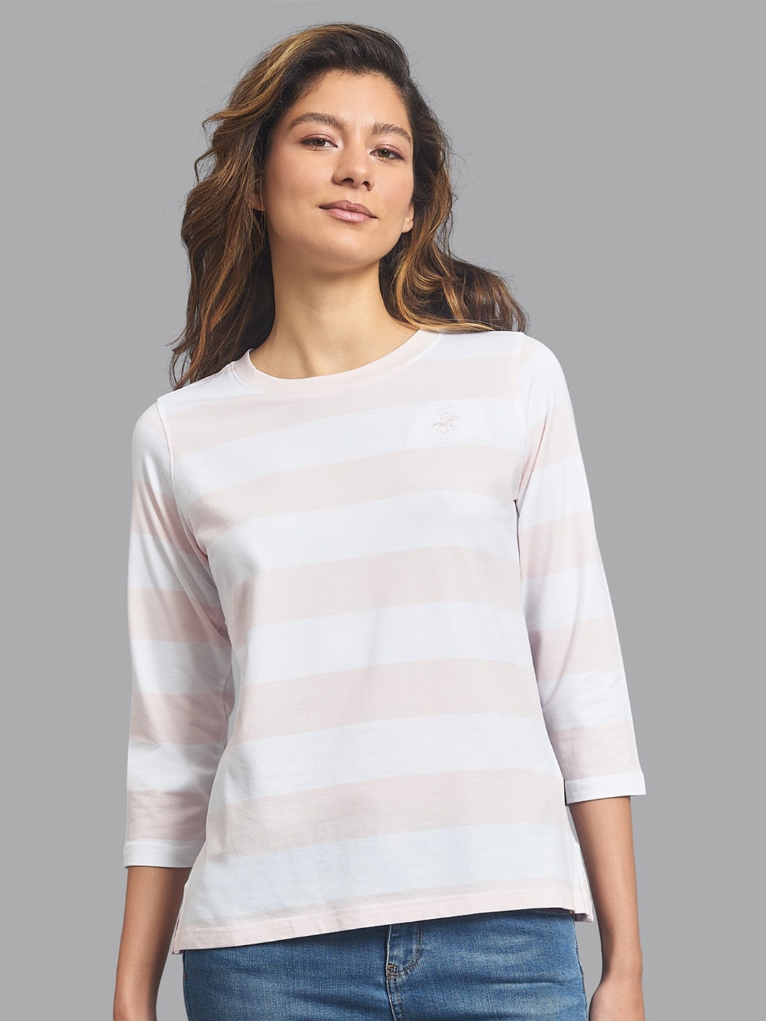 

Beverly Hills Polo Club Women Multicoloured Striped T-shirt, Multi