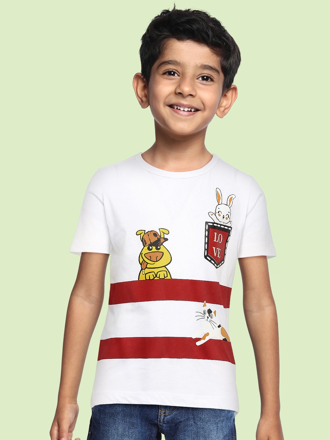 

LAdore Kids White & Red Printed T-shirt