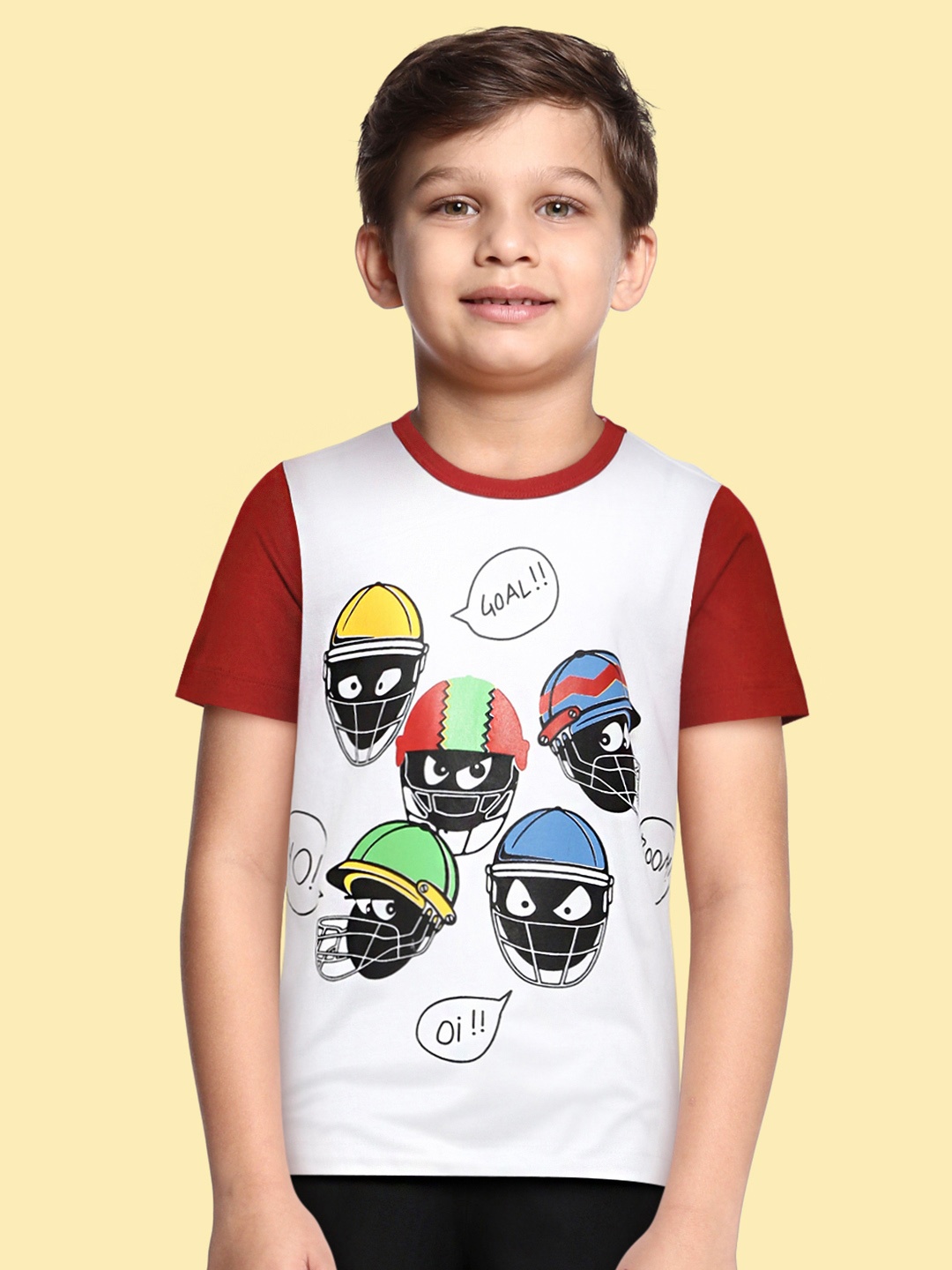 

LAdore Boys White & Red Sports Printed Pure Cotton T-shirt