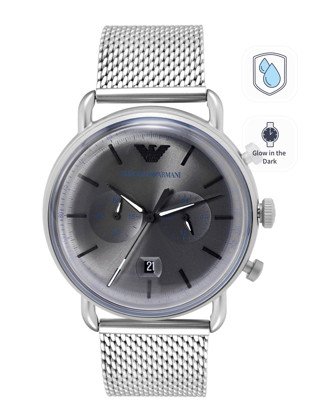 

Emporio Armani Men Grey Analogue Chronograph Watch AR11383