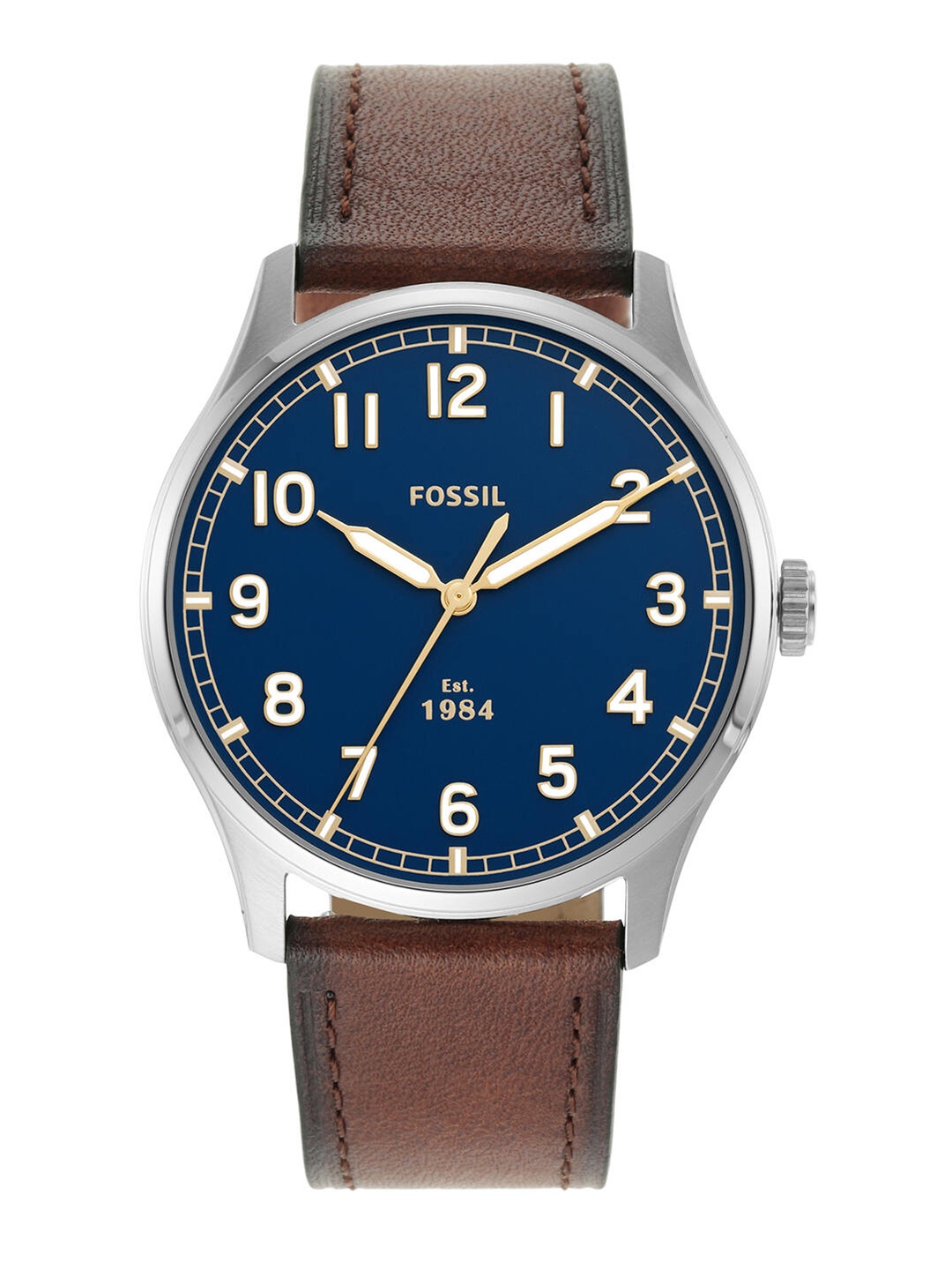 

Fossil Men Blue Dial & Brown Leather Straps Dayliner Analogue Watch FS5923