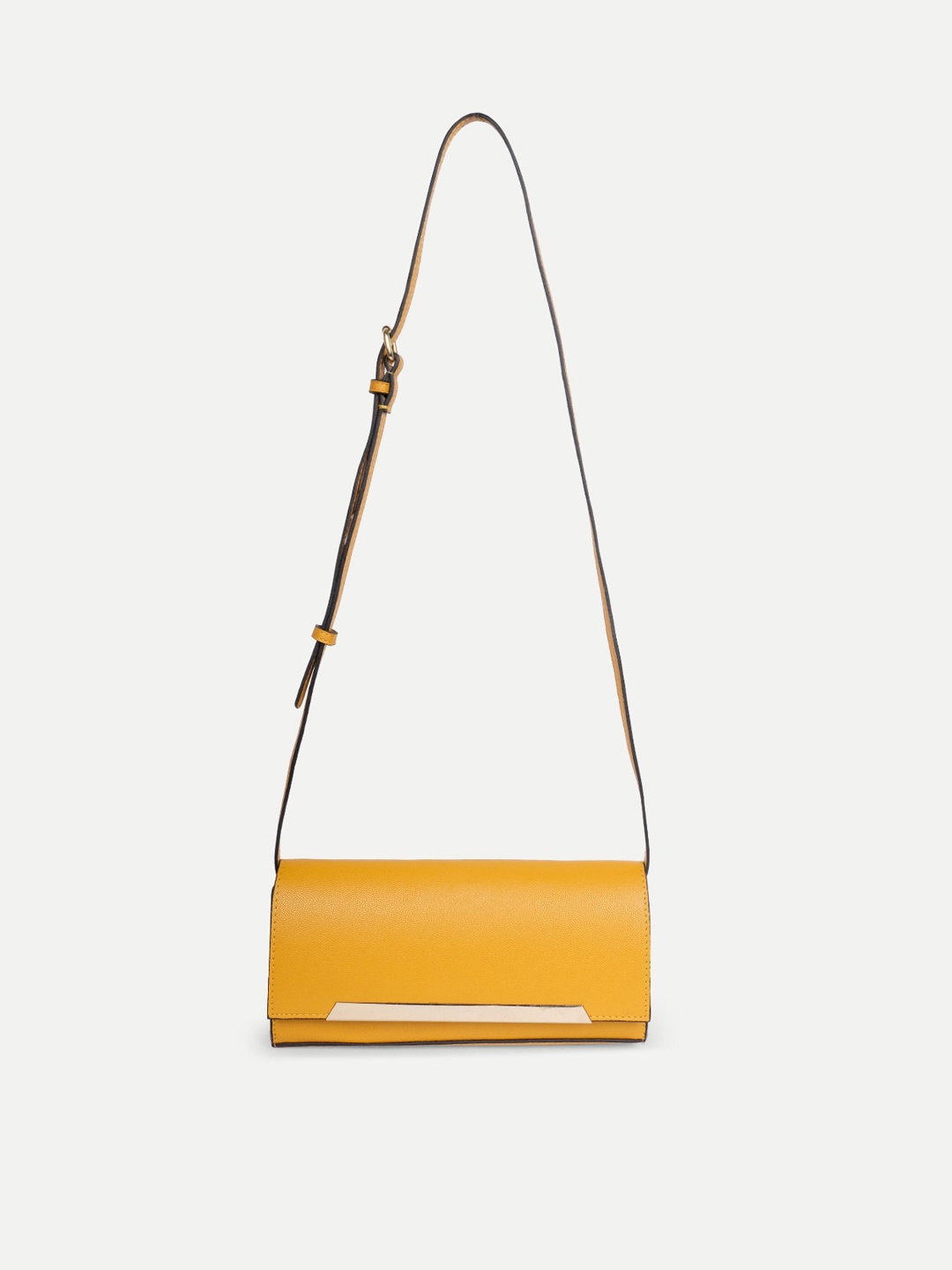 

Belwaba Mustard Textured PU Structured Sling Bag