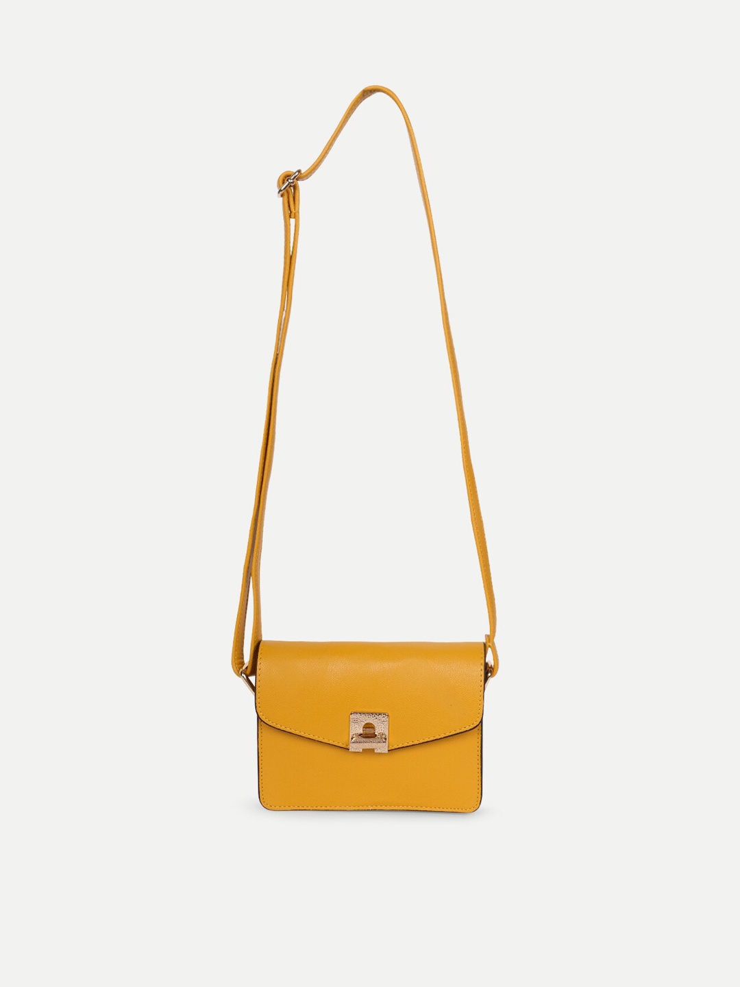 

Belwaba Mustard Textured PU Bucket Sling Bag