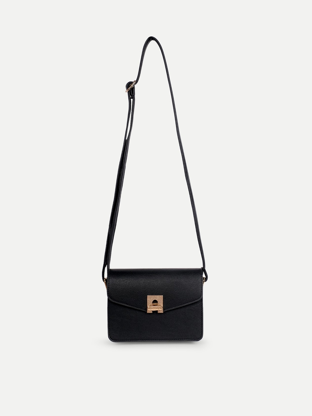 

Belwaba Black PU Structured Sling Bag