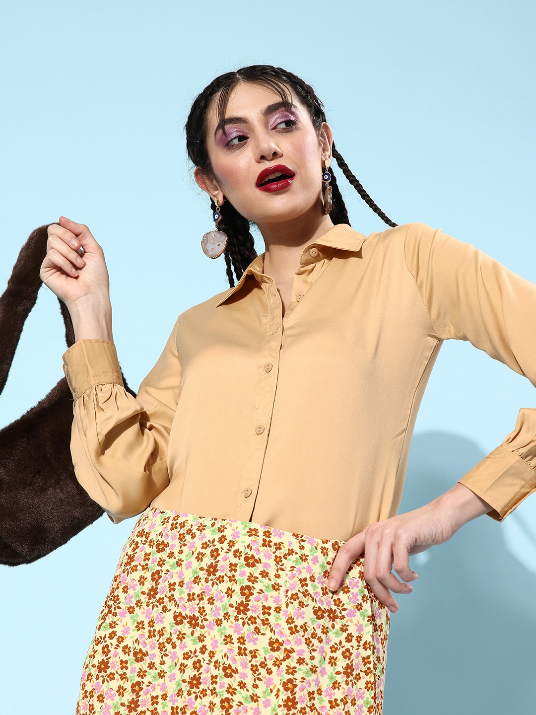 

StyleCast Camel Brown Solid Vacay Attire