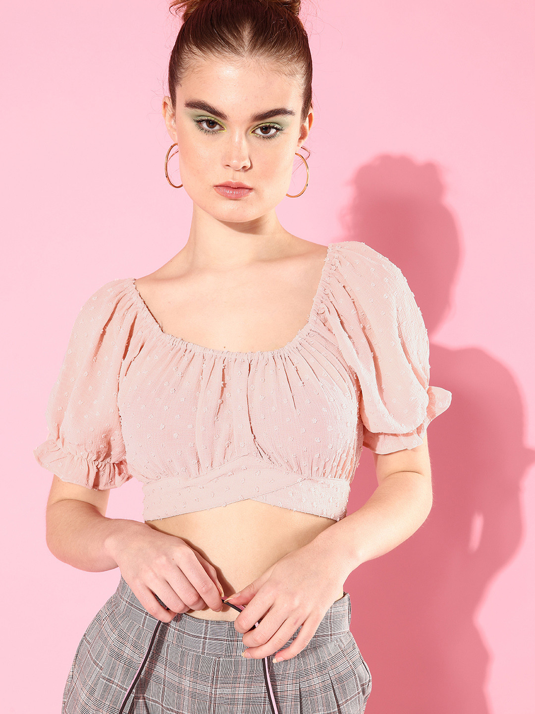 

StyleCast Rose Self-Design Bustier Crop Top