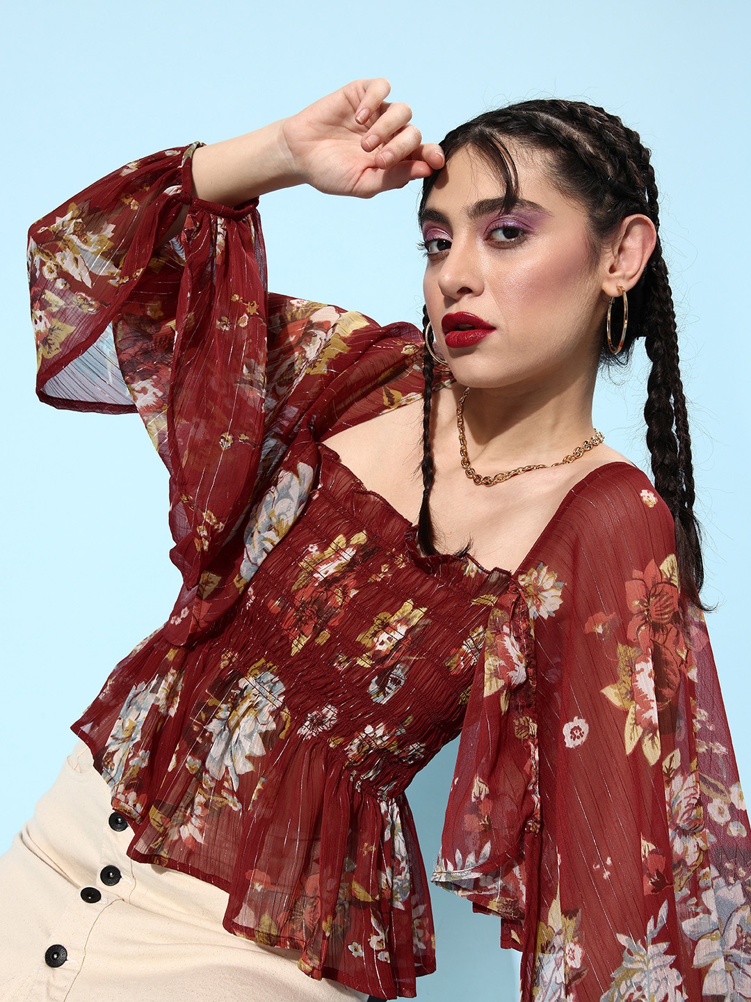 

StyleCast Deep Red Floral Vacay Attire
