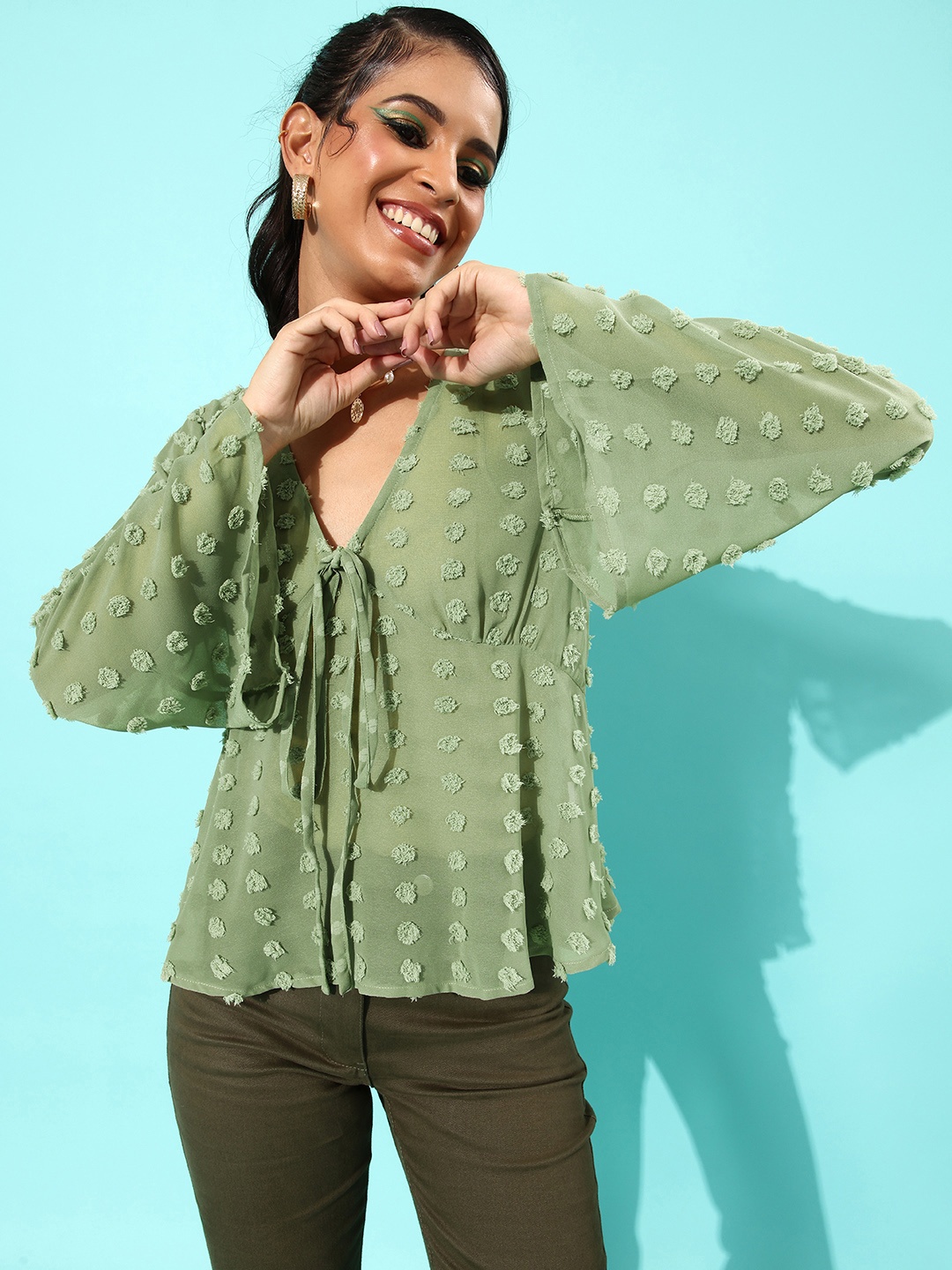 

StyleCast Green Self-Design Indie Gal Top