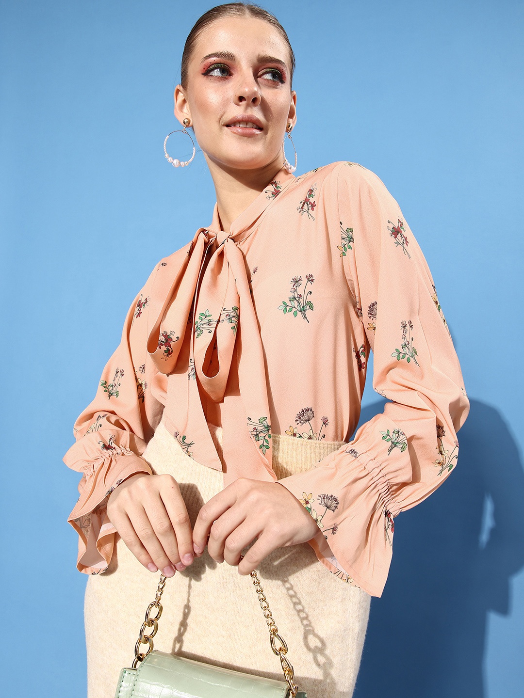 

StyleCast Peach Floral Volume Play Top