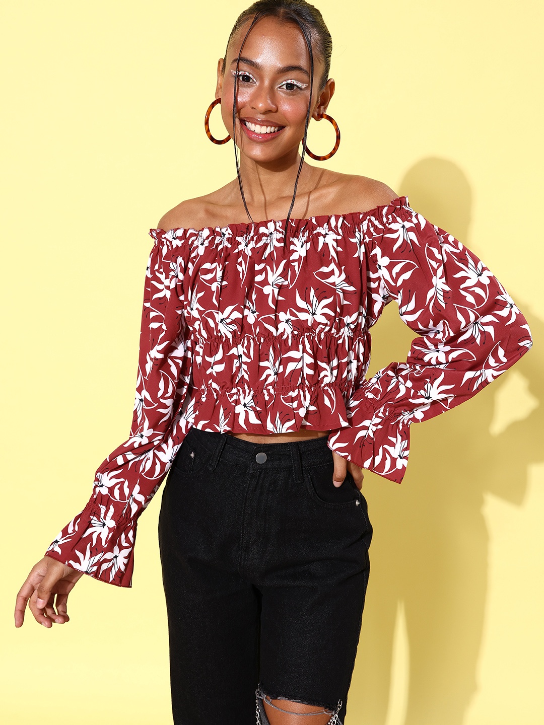

StyleCast Rust Floral Bustier Top