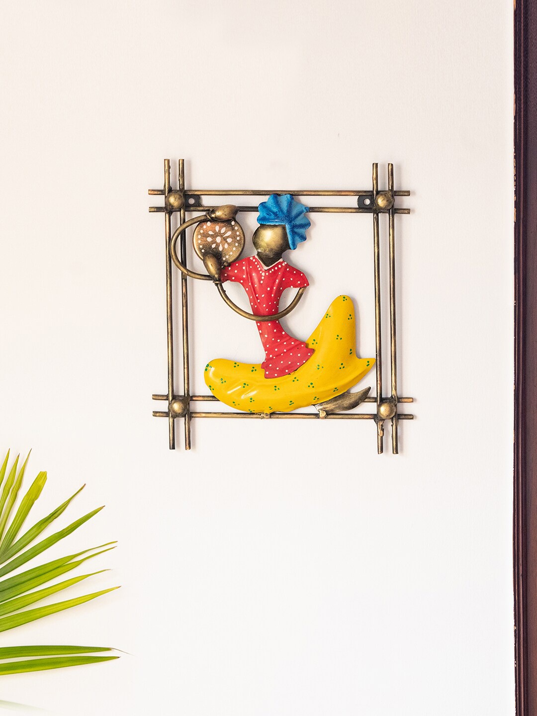ExclusiveLane Red & Yellow Rajasthani Thaalwala Artist Wall Decor Hanging