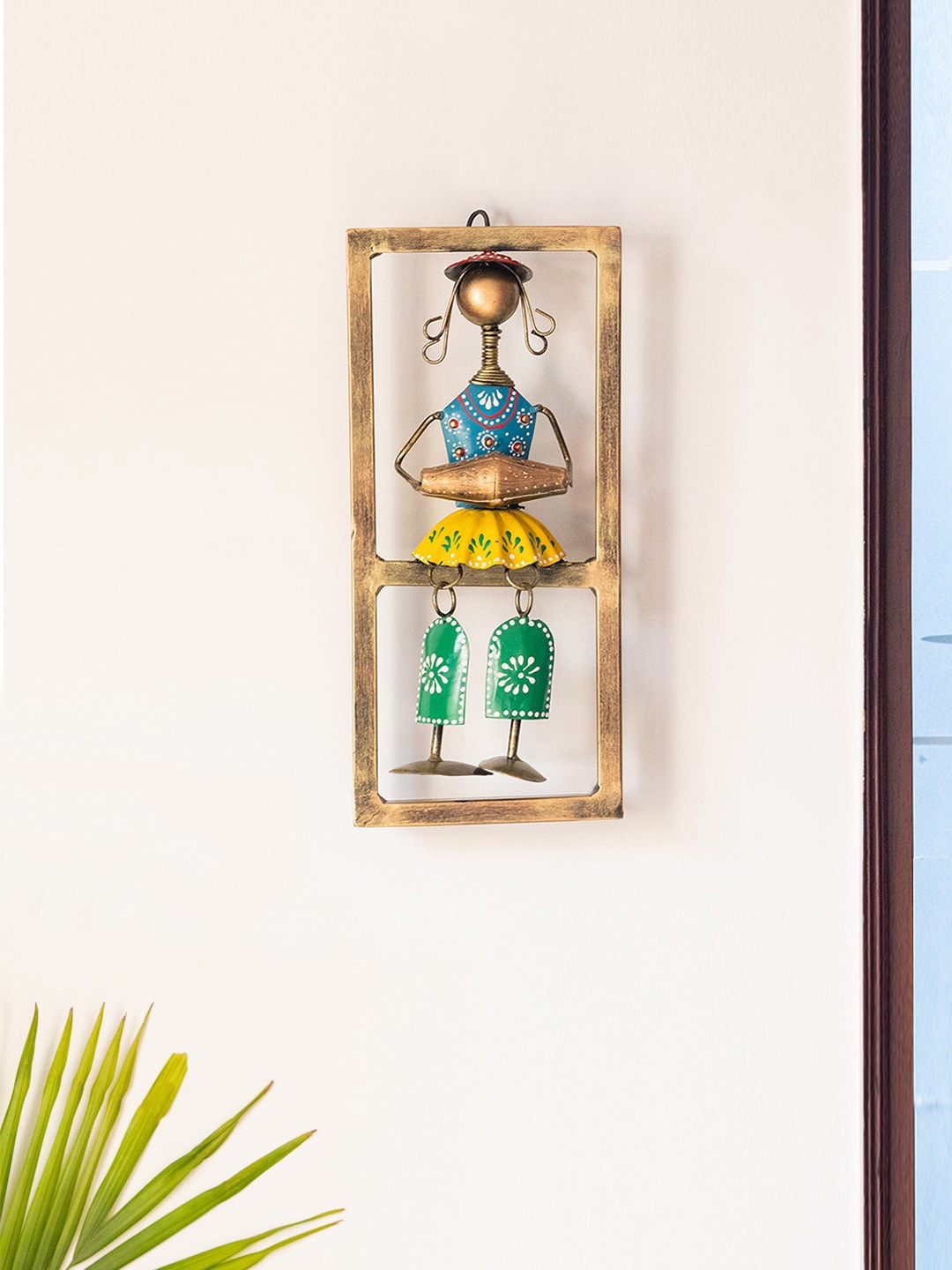 

ExclusiveLane Multicoloured Rajasthani Dholak Artist Wall Decor Hanging, Multi