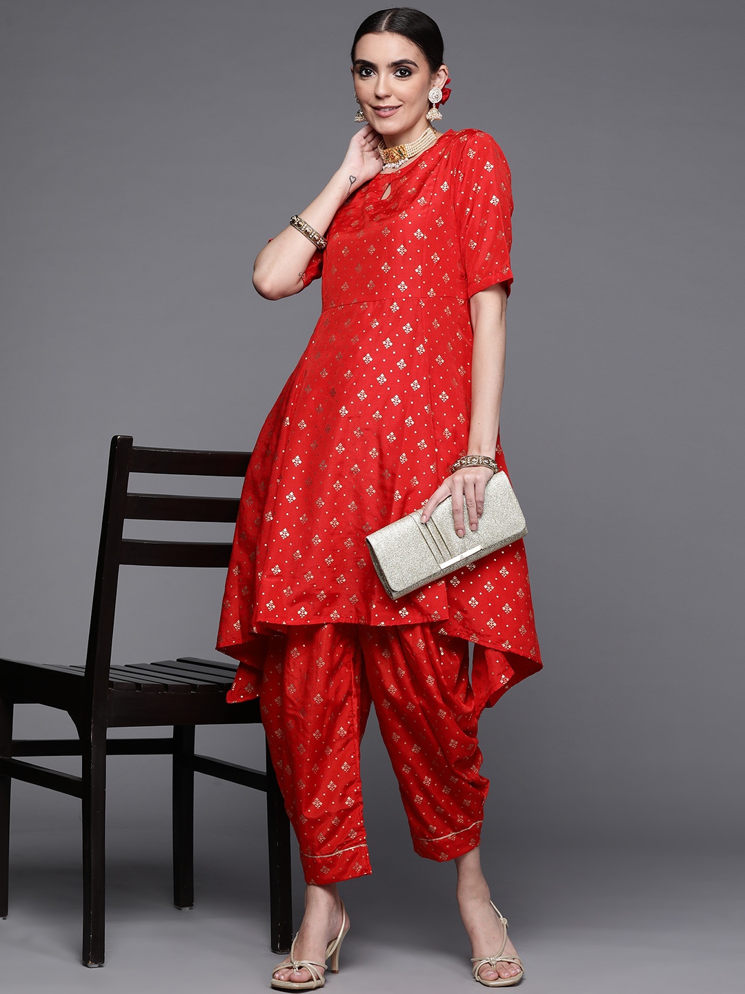 

Biba Women Red Ethnic Motifs Printed Kurta with Salwar