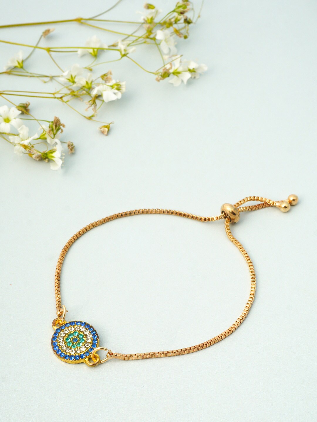 

Ferosh Women Gold-Toned & Blue Charm Bracelet