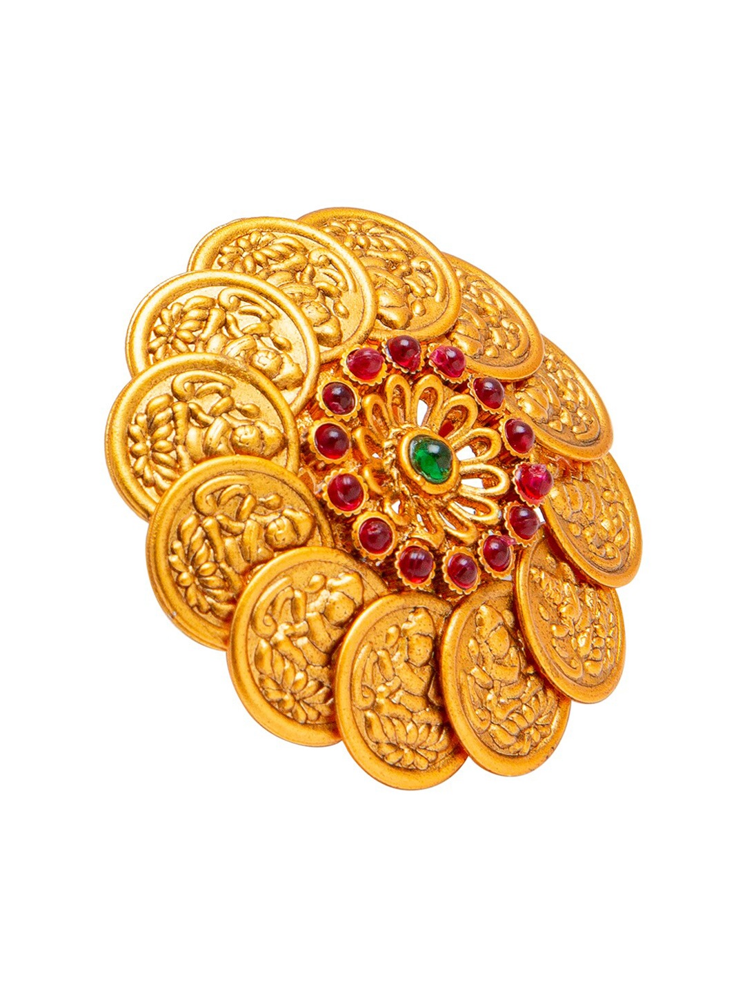 

Shining Jewel - By Shivansh Gold Plated Kundan Studded Big Oversized Finger Ring