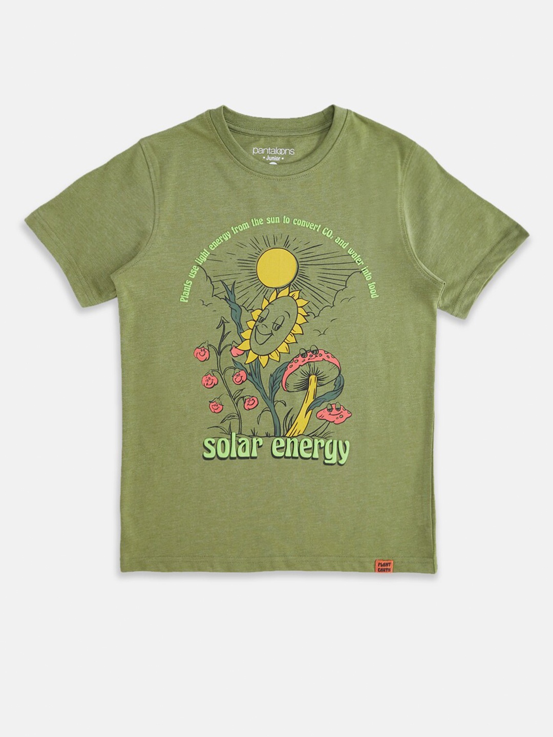 

Pantaloons Junior Boys Olive Green Printed T-shirt