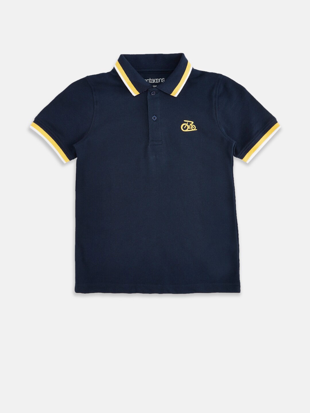 

Pantaloons Junior Boys Navy Blue Polo Collar Applique T-shirt