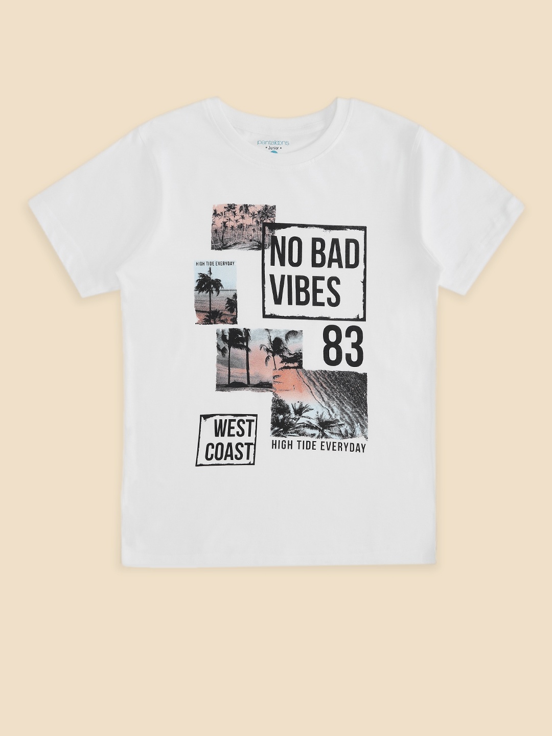 

Pantaloons Junior Boys White Typography Printed Applique T-shirt