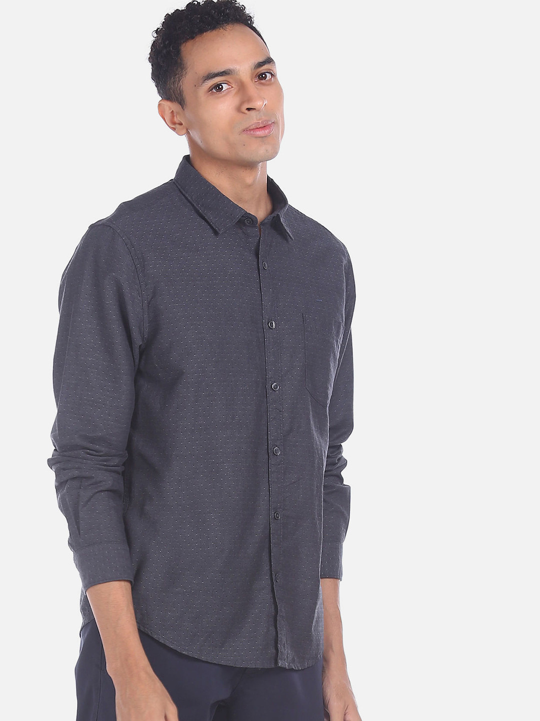 

Ruggers Men Charcoal Casual Shirt