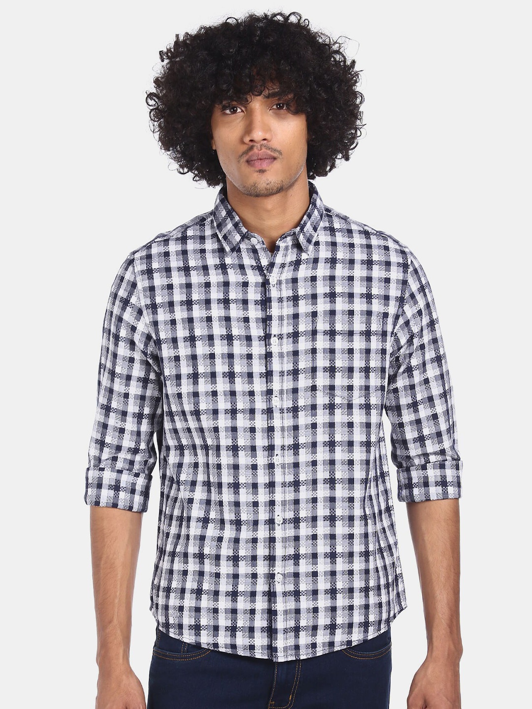 

Ruggers Men White Checked Casual Shirt