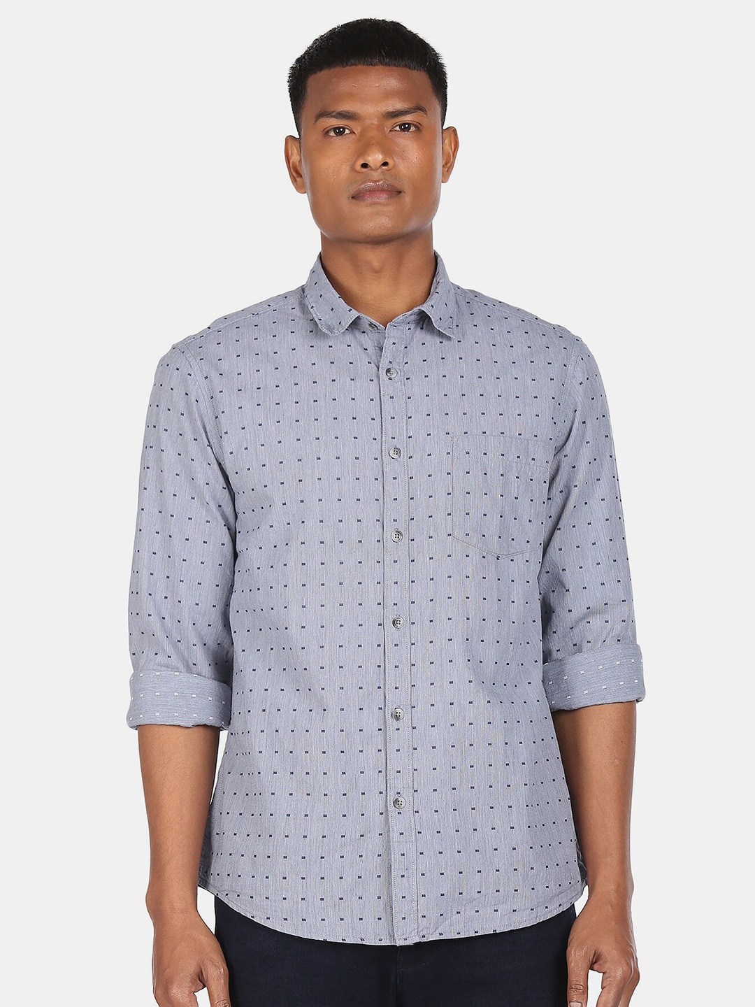 

Ruggers Men Blue Printed Casual Shirt