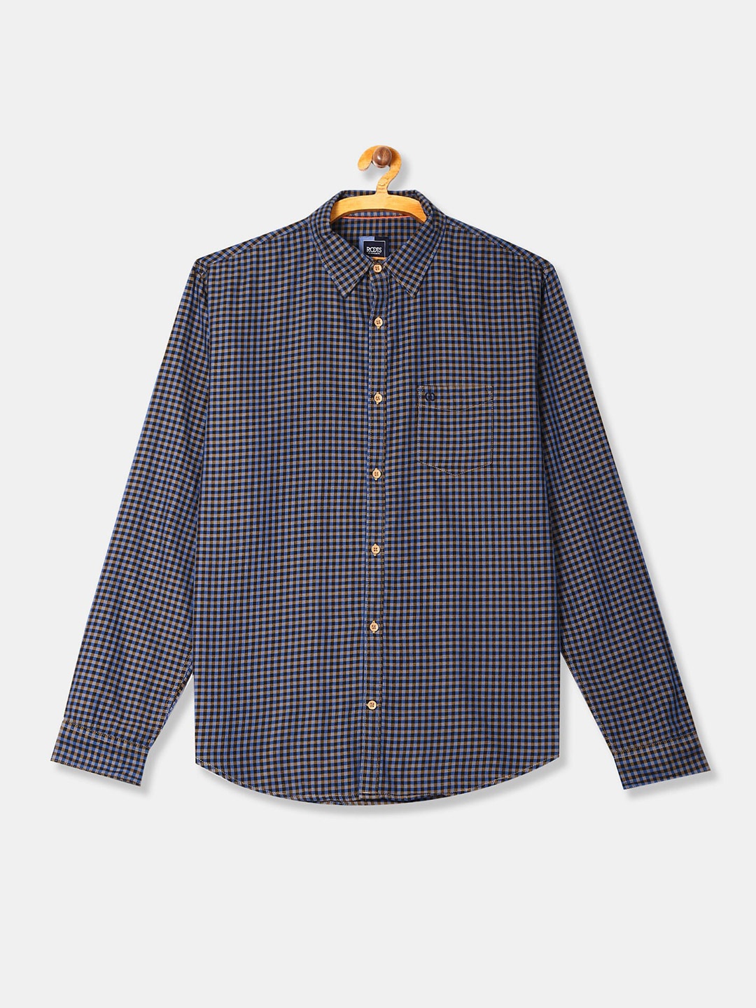 

Ruggers Men Blue Micro Checked Casual Shirt