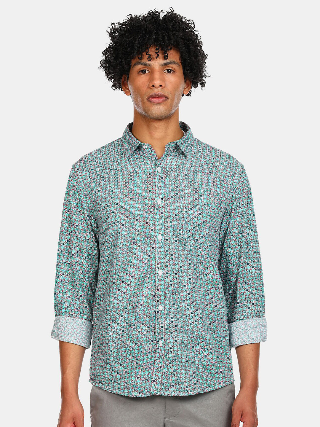 

Ruggers Men Green Printed Casual Shirt